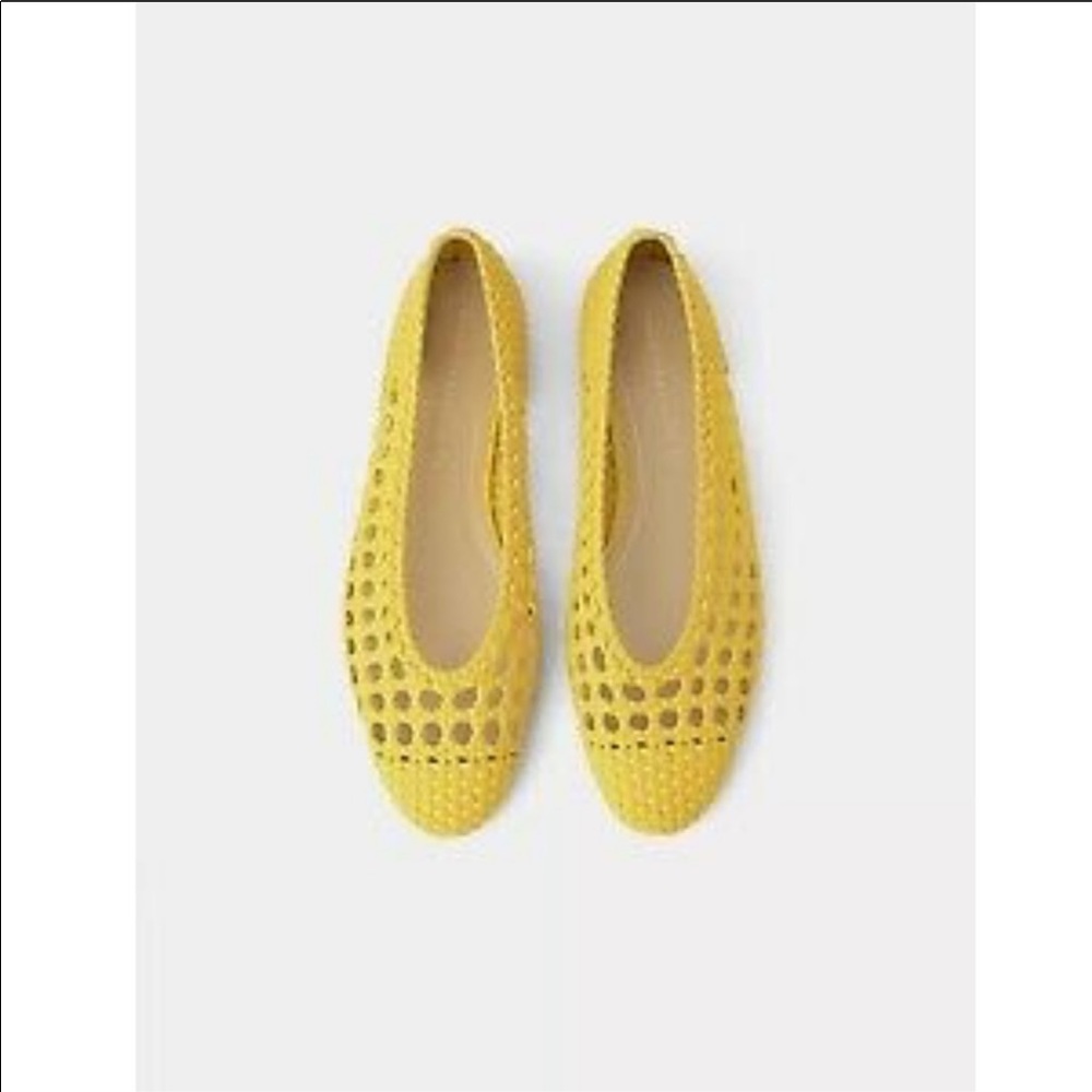 Zara Yellow Weave Woven Flats